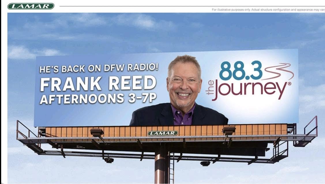 Billboard concept featuring Frank Reed’s afternoon show on 88.3 The Journey